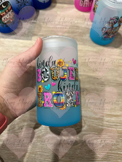 CLEARANCE Ready-to-Ship 16oz Frosted Ombre Glass Cups with UVDTF decal