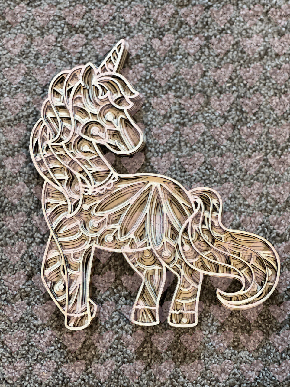 6 Layer Wooden Unicorn Mandala | DIY Laser Cut Basswood Decor