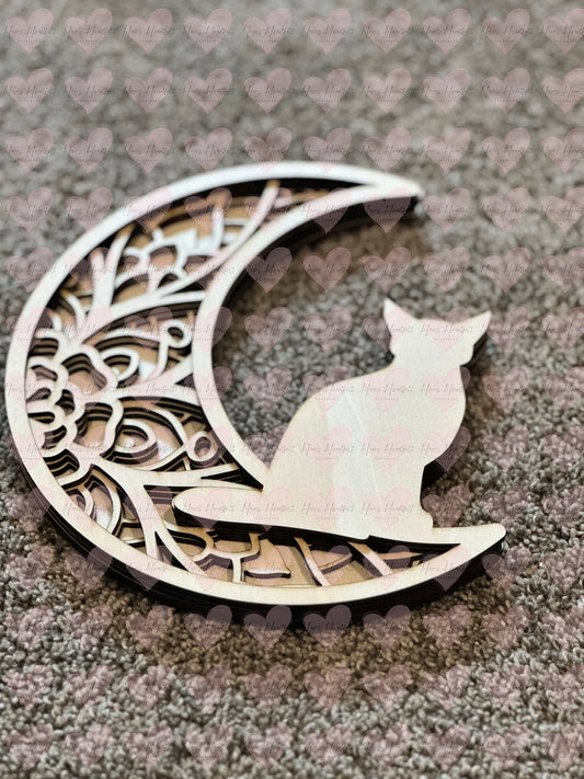 5 Layer Wooden Cat Mandala | DIY Laser Cut Basswood Decor