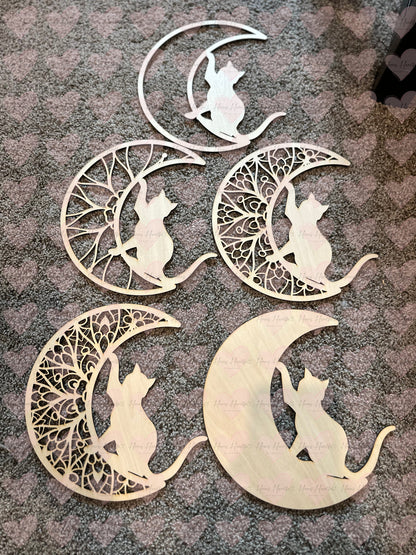 5 Layer Wooden Cat Mandala | DIY Laser Cut Basswood Decor