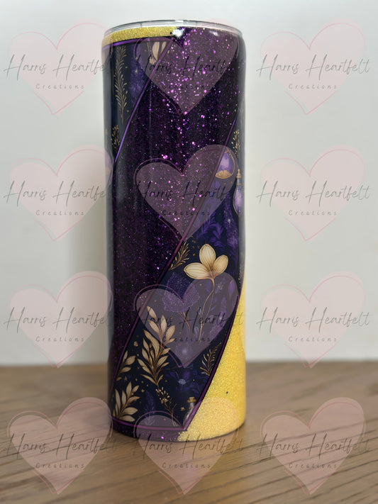 20oz Wisteria Hex Purple & Yellow Glitter Stainless Steel Tumbler