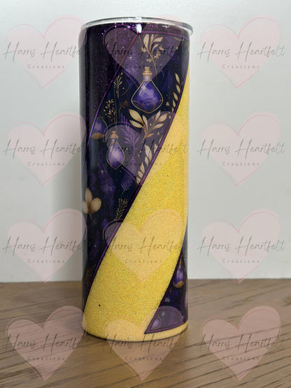 20oz Wisteria Hex Purple & Yellow Glitter Stainless Steel Tumbler