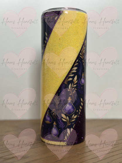 20oz Wisteria Hex Purple & Yellow Glitter Stainless Steel Tumbler