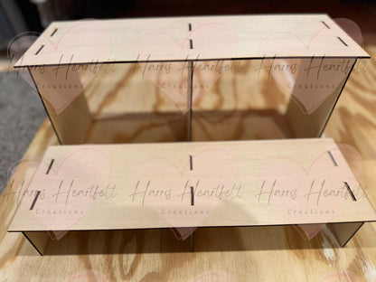 Modular 2-Tier Wooden Display Stand