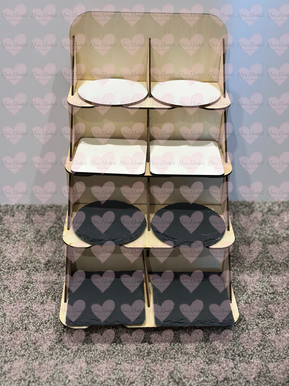 4-Tier Wooden Coaster Display Stand – Holds Up to 4" Coasters