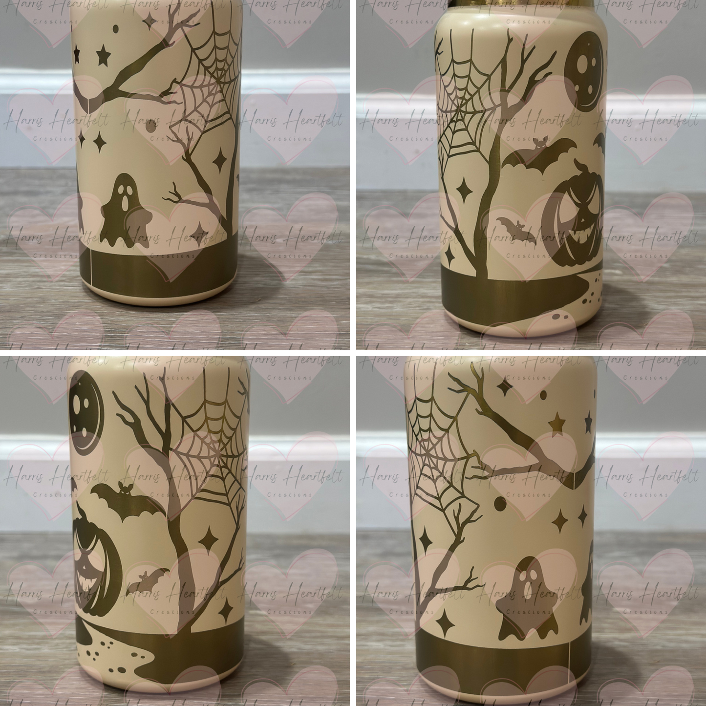 16oz Powder-Coated Gold-Plated Stainless Steel Tumbler – Engraved Wrap-Around Design