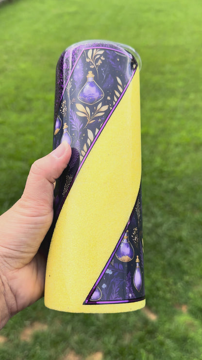 20oz Wisteria Hex Purple & Yellow Glitter Stainless Steel Tumbler